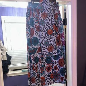 Vibrant Floral Maxi Skirt with Matching Scarf